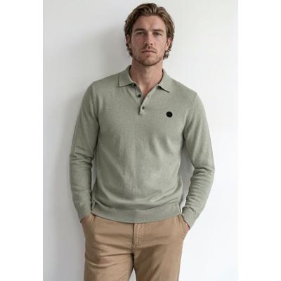 Strickpullover STREET ONE MEN, Herren, Gr. M (40), grün (willow grün), Web, 100% Baumwolle, unifarben, normal normal, V-Ausschnitt, Rippbündchen, Pullover Strickpullover, mit Mouliné Garn