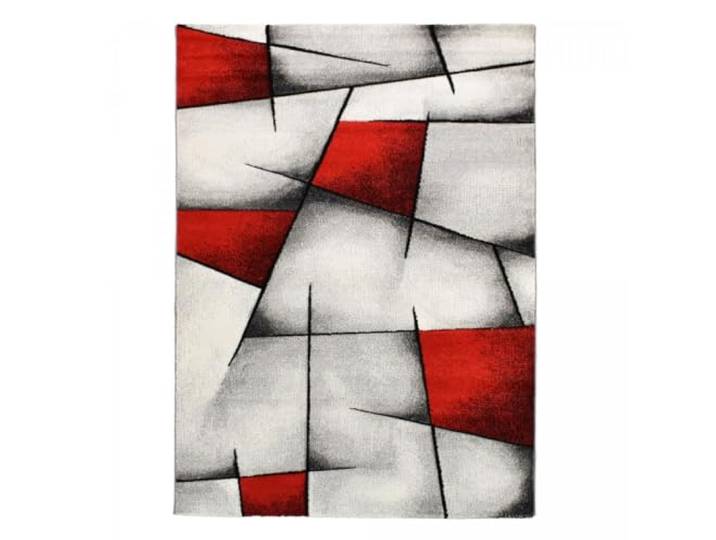 UnAmourDeTapis Tapis Salon\, 100 X 100 Cm\, Carré Idéal Petit Espace\, Motif Géométrique\, Rouge\, Gris\, Noir\, Poils Ras Tissé Fabriqué en Turquie\, 1453