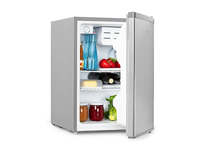KLARSTEIN Cool Kid - Réfrigérateur à boissons\, mini-réfrigérateur\, mini-bar\, 66 litres\, classe d'efficacité énergétique E\, 109 kWh/an\, sur pied\, 45x63x51 cm (LxHxP)\, 42db\, gris argent
