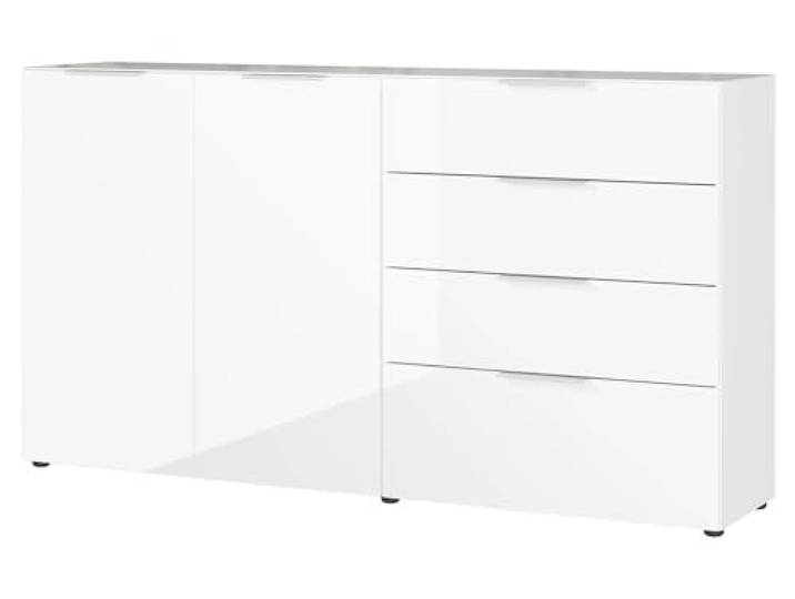Germania Sideboard 3698-84 GW-Oakland, in Weiß, mit Glasauflage, 184 x 102 x 42 cm (BxHxT)
