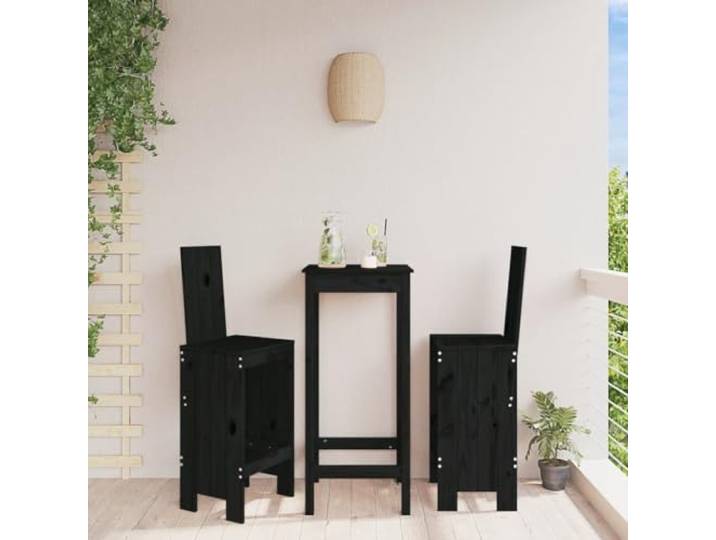 HEFZGDB Rustikale Barhocker aus Massivholz für Terrasse und Balkon, Kiefernholz Gartenmöbel mit Rückenlehne und Fußstütze, 75 cm Sitzhöhe, Außenbereich geeignet, 110 kg Belastbarkeit