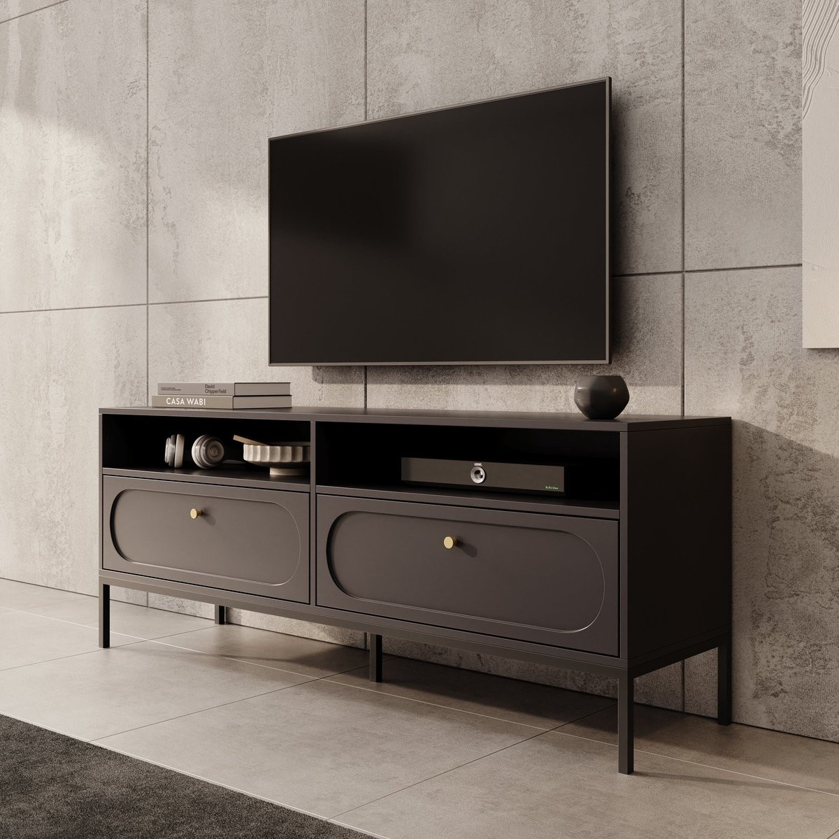 Meubella Montserrat TV-meubel - Zwart - Breedte: 150 cm