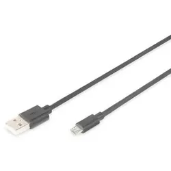 Digitus USB 2.0 Anschlusskabel, Typ A - micro B St/St, 3.0m, USB 2.0 konform, sw