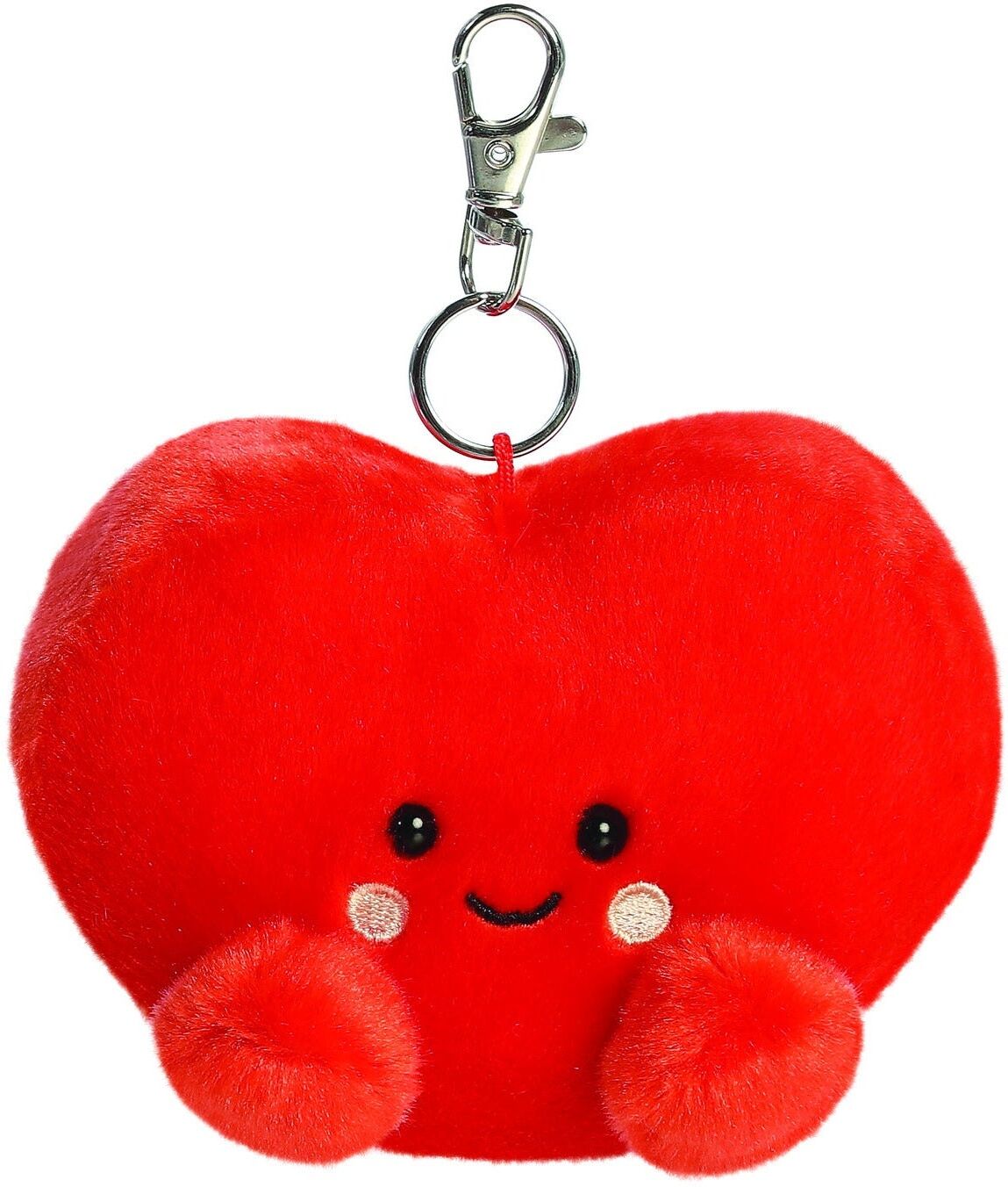 Aurora Palm Pals Amore Heart Clip-On Keyring 10cm, Red, Soft Plush, Keychain Accessory