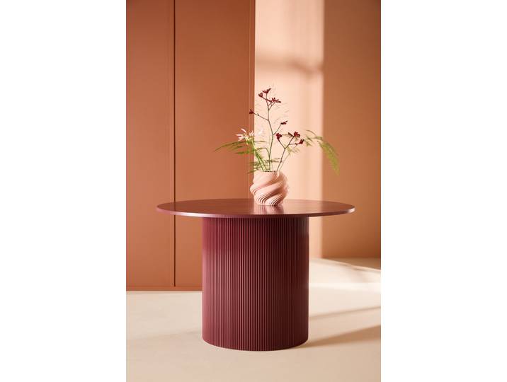 Esstisch VENTURE HOME Lenox, runder Esstisch in tiefem Bordeauxrot, kraftvoll, Ø 110 cm , bordeaux, bordeaux, bordeaux, B:110cm H:75cm T:110cm, Tische, Esstisch, Esszimmertisch, MDF, einheitlich bordeaux, rund, modern, elegant