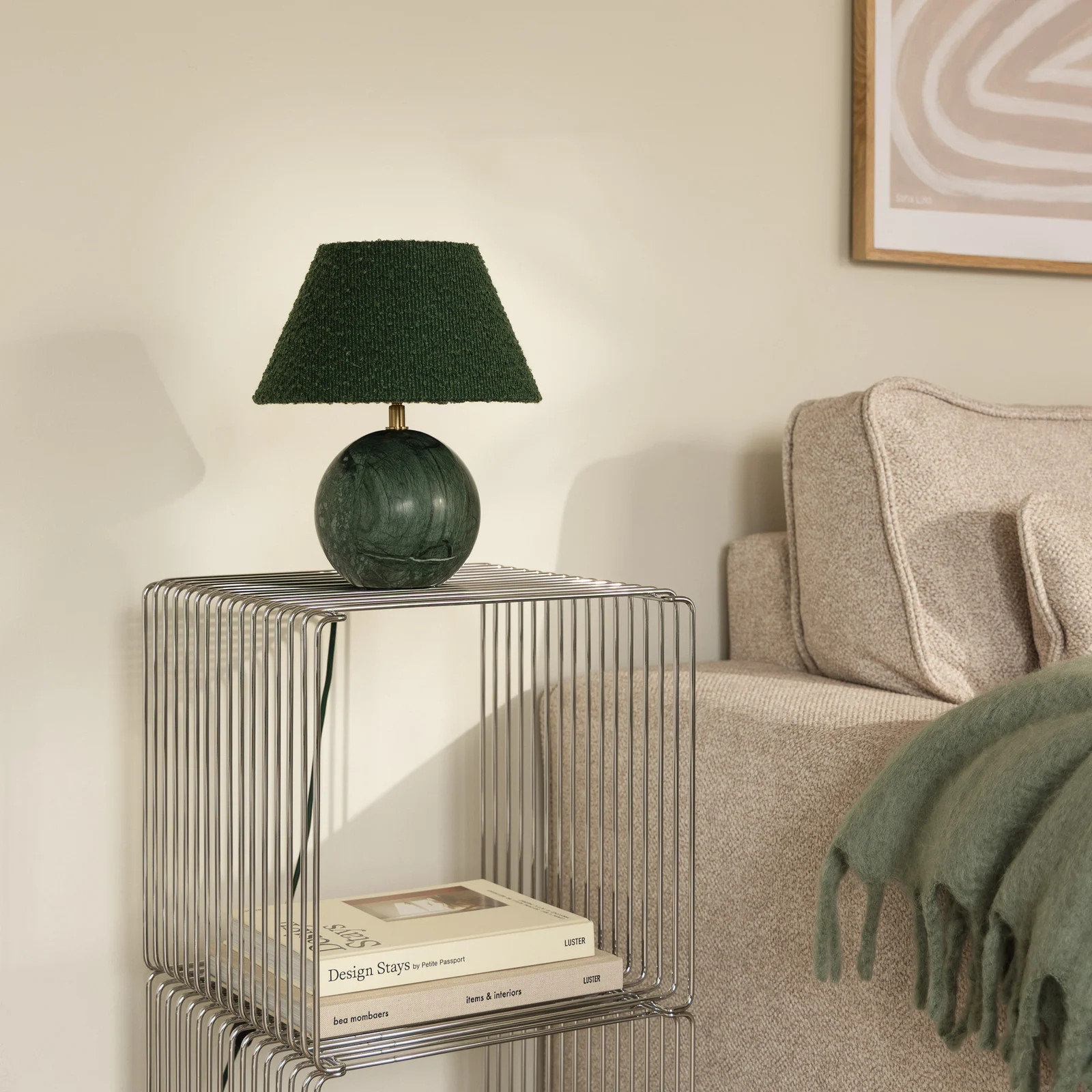 Globen Lighting Castello 24 tafellamp donkergroen marmer