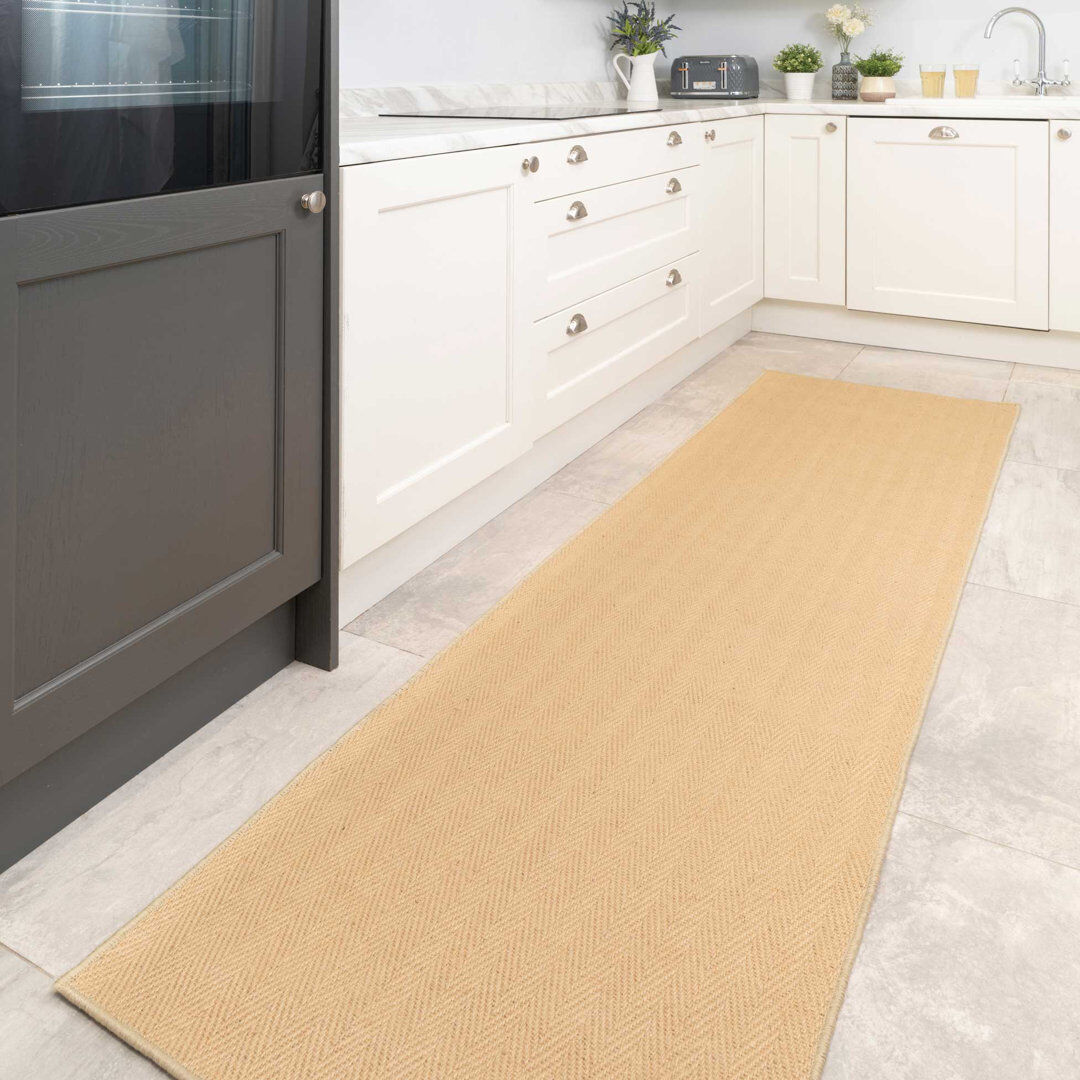 Highland Dunes Blakeley Handwoven Natural Jute Bordered Rug Natural Runner 70 x 240 cm