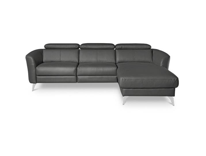 Exklusives Ecksofa Simba Leder Anthrazit B 261 cm T 183 cm - Material: 100% Echtleder + Korpus Lederlook - Ecksofa