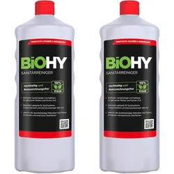 BiOHY Sanitärreiniger (2x1l Flasche) | Kalkzersetzendes Konzentrat für den Sanitärbereich | Badreiniger mit angenehme & frischen Duft | EXTRA STARK