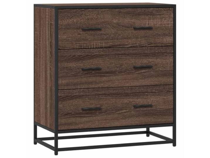 Roanoer Sideboard Braun Eichen-Optik 68x35x76 cm Beistellschrank Kommode Industrieller Anrichteschrank mit 3 Schubladen für Schlafzimmer und Wohnzimmer, robuster Metallrahmen in Holz-Optik.