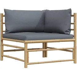 vidaXL Garten-Ecksofa mit Dunkelgrauen Kissen Bambus