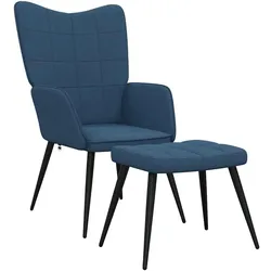 vidaXL Relaxsessel mit Hocker Blau Stoff