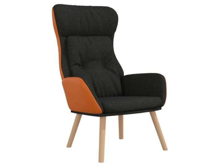 KDVXBCQJH Relaxsessel Schwarz Polstersessel mit Holzbeinen Wohnzimmer Bequemer Fernsehsessel für Schlafzimmer und Wohnraum mit dicker Polsterung, Metallgestell und Kautschukholz Beinen.