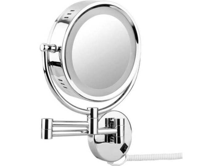 MIROIR DE SALLE DE BAIN Floureon 8 5'' LED Miroir Mural Grossissant X10 Lumineux Extension Pliant Dual Face Normale 360 Degrés