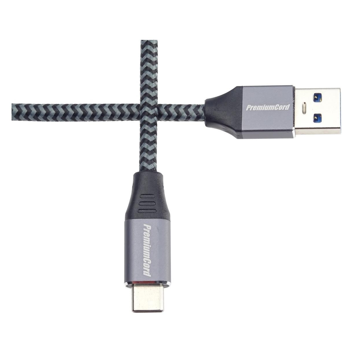 PremiumCord USB-Kabel USB-USB-C 2 m Schwarzgrau (ku31cs2) (2 m) (ku31cs2)