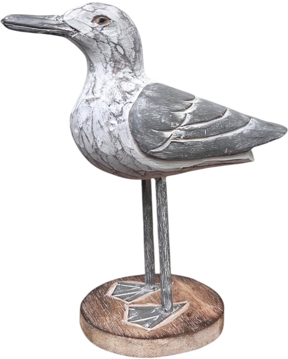 Meeuw rustiek tabletop decoratie wit/grijs 28 cm