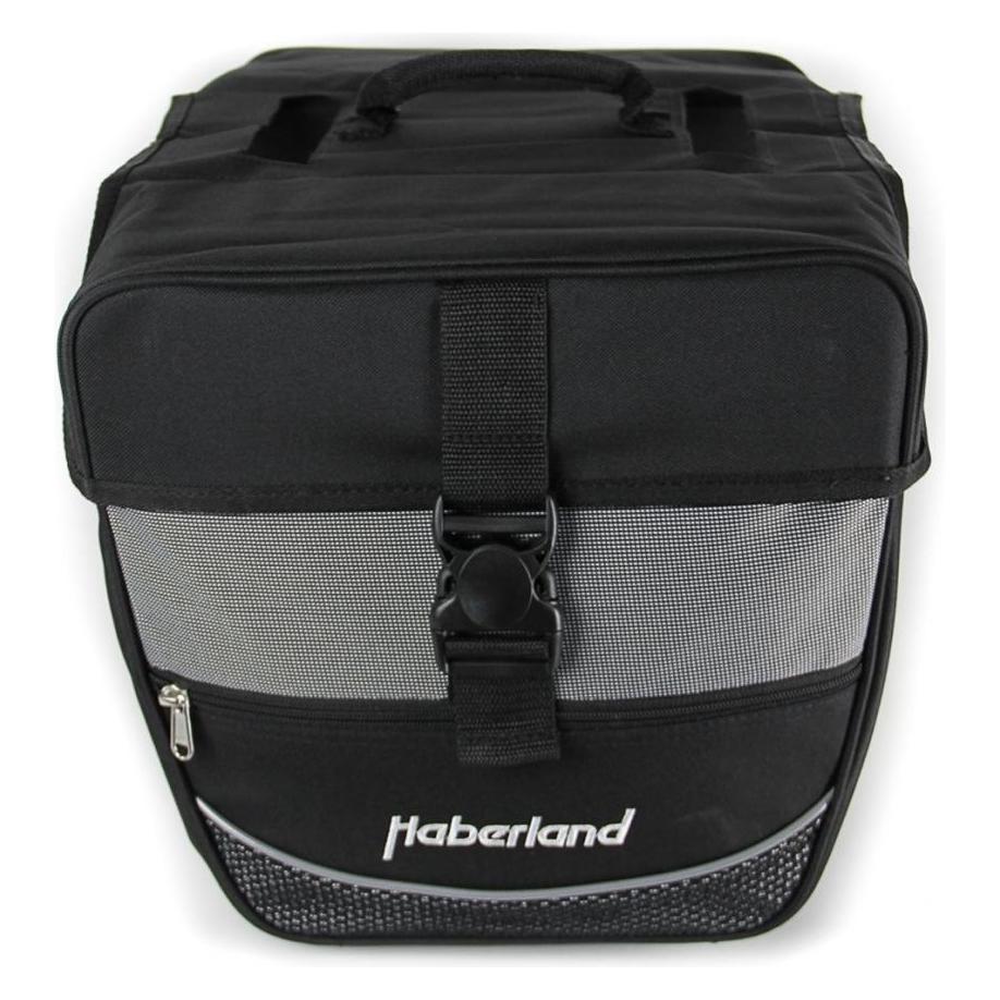 Haberland Doppeltasche Einsteiger 30x32x13cm, sw/silber, abgeschrägt (25 l, Gepäckträgertasche) (130002 15)