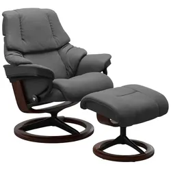 Stressless Sessel mit Hocker Reno Signature Leder Grau Batick Grey L (Large)