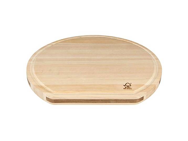 KAI Shun Wendebrett Hinoki D-Type - Beidseitig verwendbar, Rückseite mit Saftrinne - Japanische Zypresse - Abmessung 36 x 33 x 2,5 cm Schneidunterlage Holzbrett zum Schneide