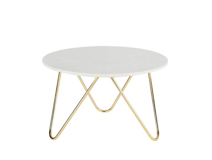 Runder Couchtisch aus Marmor und messingfarbenem Metall 75 cm
