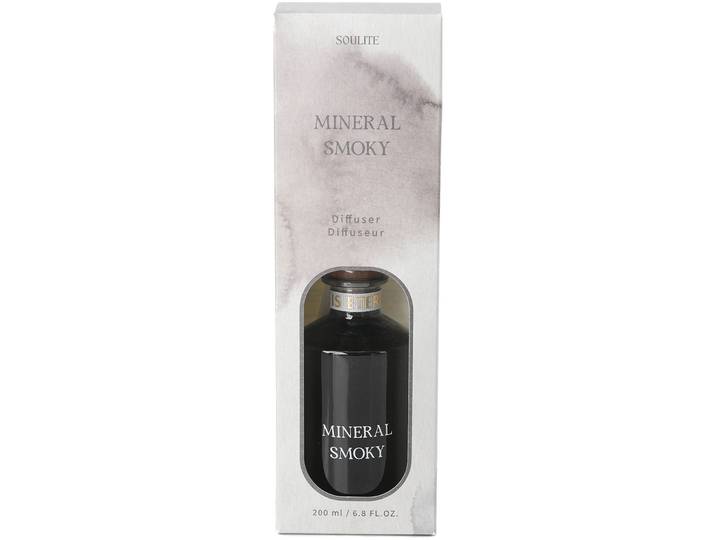 Raumduft Mineral Smoky 200ml grau - Material: Glas, Rattan