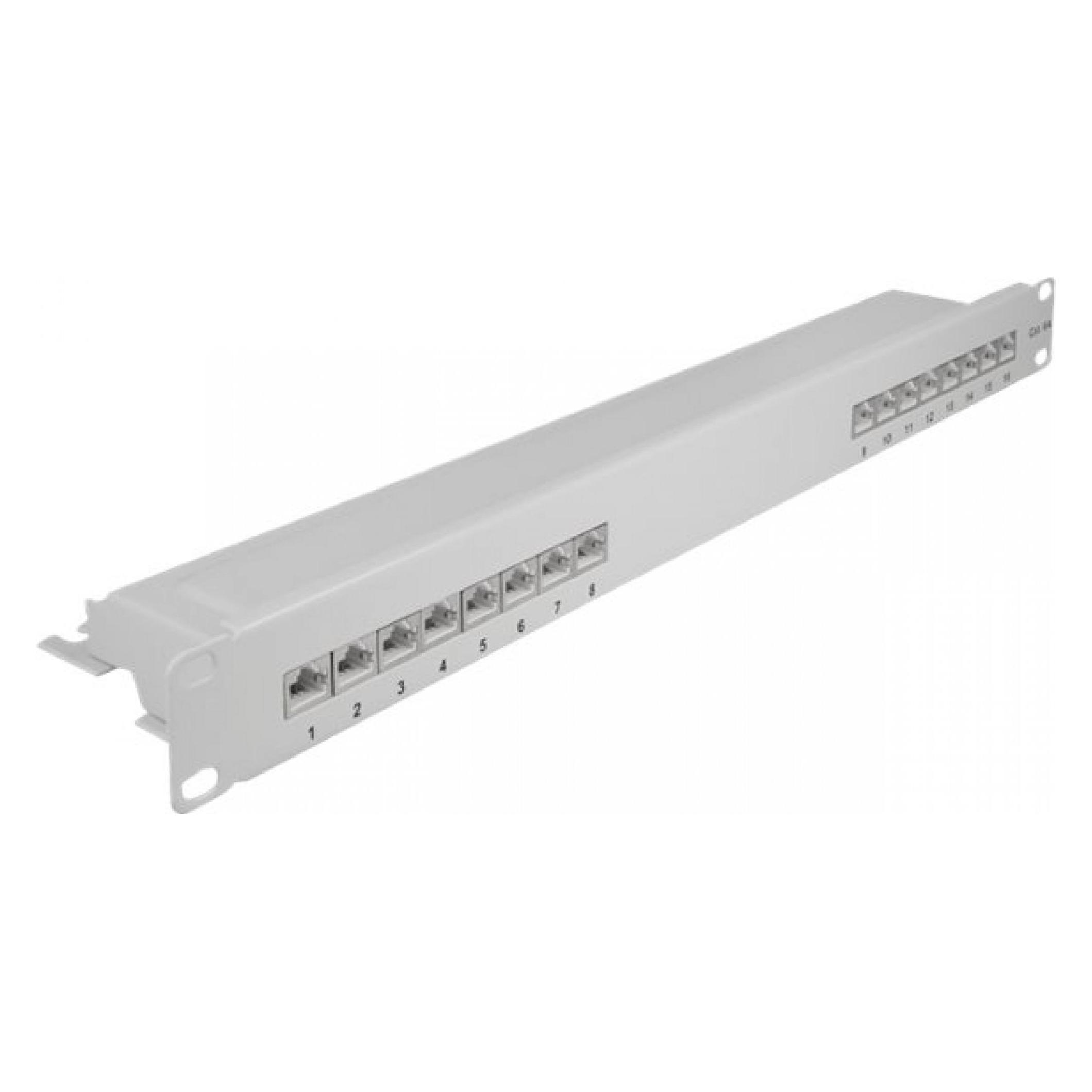 Delock 48,30cm (19") Patchpanel 16 Port Cat.6A 1 HE grau (66877)