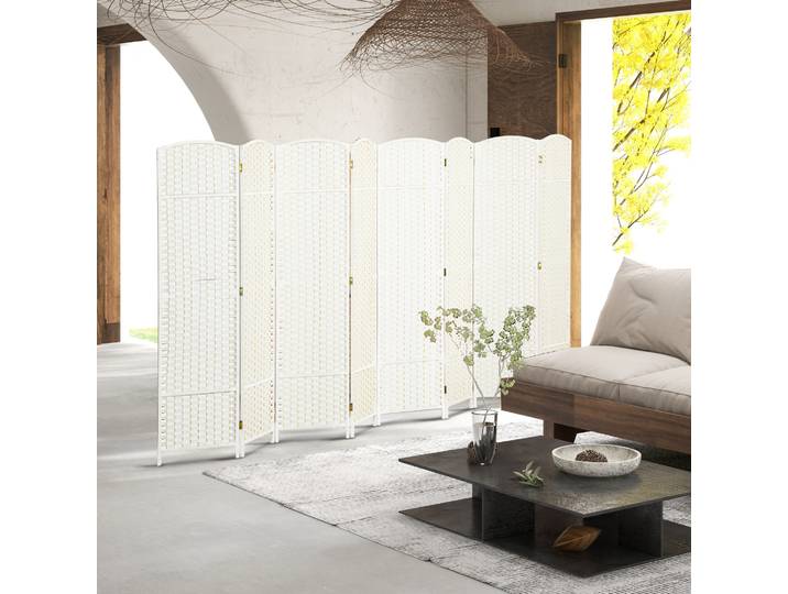 HOMCOM Séparateur 8 Panneaux Pliable Blanc Salon Chambre Bureau