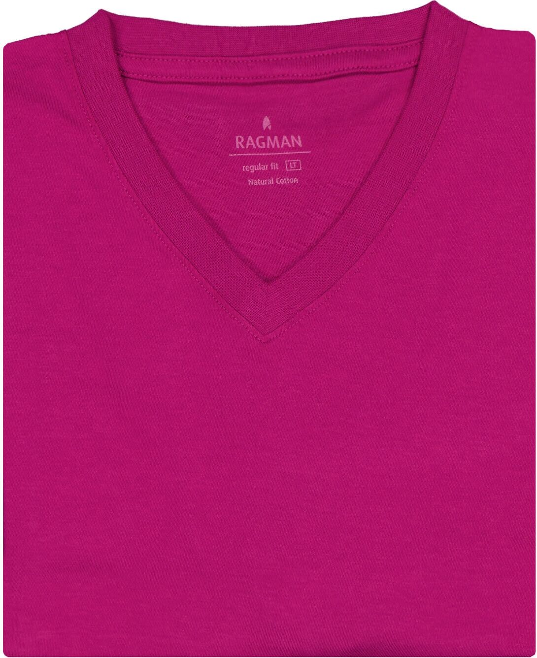 V-Shirt RAGMAN, Herren, Gr. 114, pink (beere, 458), Jersey, Baumwolle, V-Ausschnitt, Shirts V-Shirt beere, 458 114