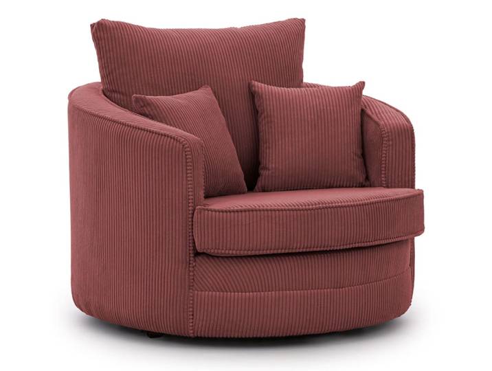 Fauteuil pivotant rotatif à 360° en tissu côtelé