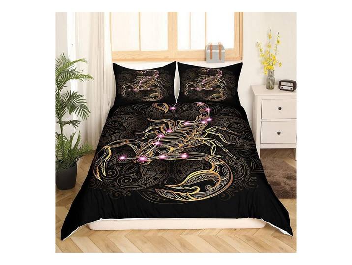 LuxusKollektion Jugendbettwäsche Bettbezug Set Exotisch Mandala 200x200 Schwarz Gold