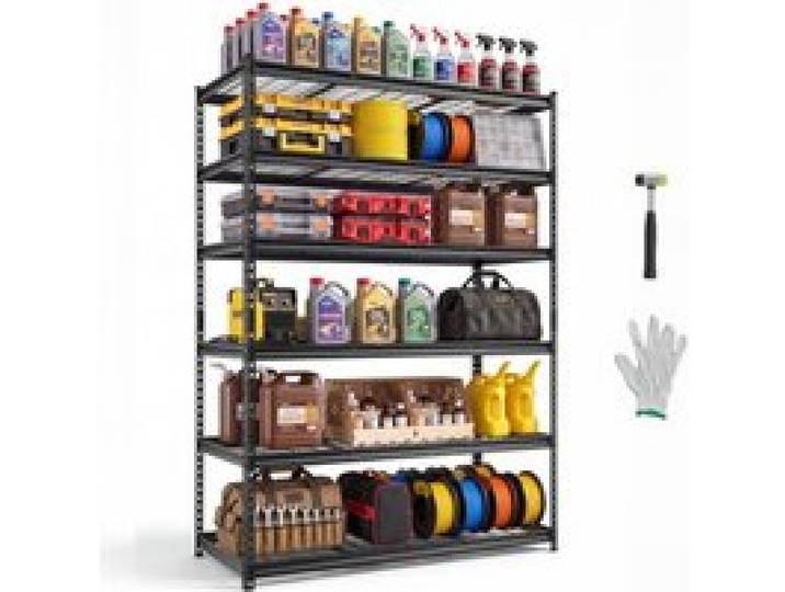 VEVOR Lagerregal 6-Stöckig Drahtregal 1400x612x1958mm mit 1633kg Tragkraft, Gitterregal für Lager Garage Werkstatt Zuhause, Stahlkonstruktion, Regalböden Höhenverstellbar, Drahtgitterpaneele, Schwarz