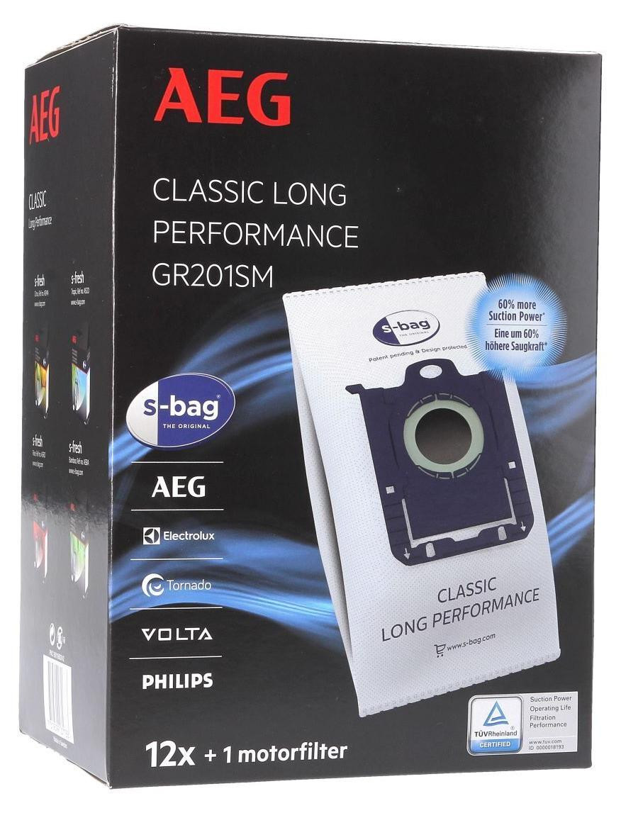 AEG s-bag Classic Long Performance 9001688242 Filterzakken voor stofzuigers, 12 stuks inclusief filter