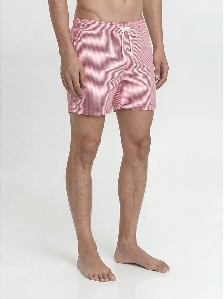 Jack & Jones Badeshorts "Maui" in Rot/ Weiß - L