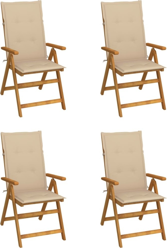 Maison Exclusive - Klappstühle Verstellbar 4 Stk. mit Auflagen Massivholz Akazie