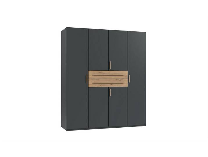 freiraum Drehtürenschrank Drehtürenschrank >DIGIT< GRAFIT / ARTISAN EICHE DEKOR / SPIEGEL - in GRAFIT - ARTISAN EICHE DEKOR - 180x208x58cm (BxHxT)