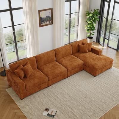 Lumibee Oversized Modern Chenille L-shape Modular Sectional Sofa with Chaise