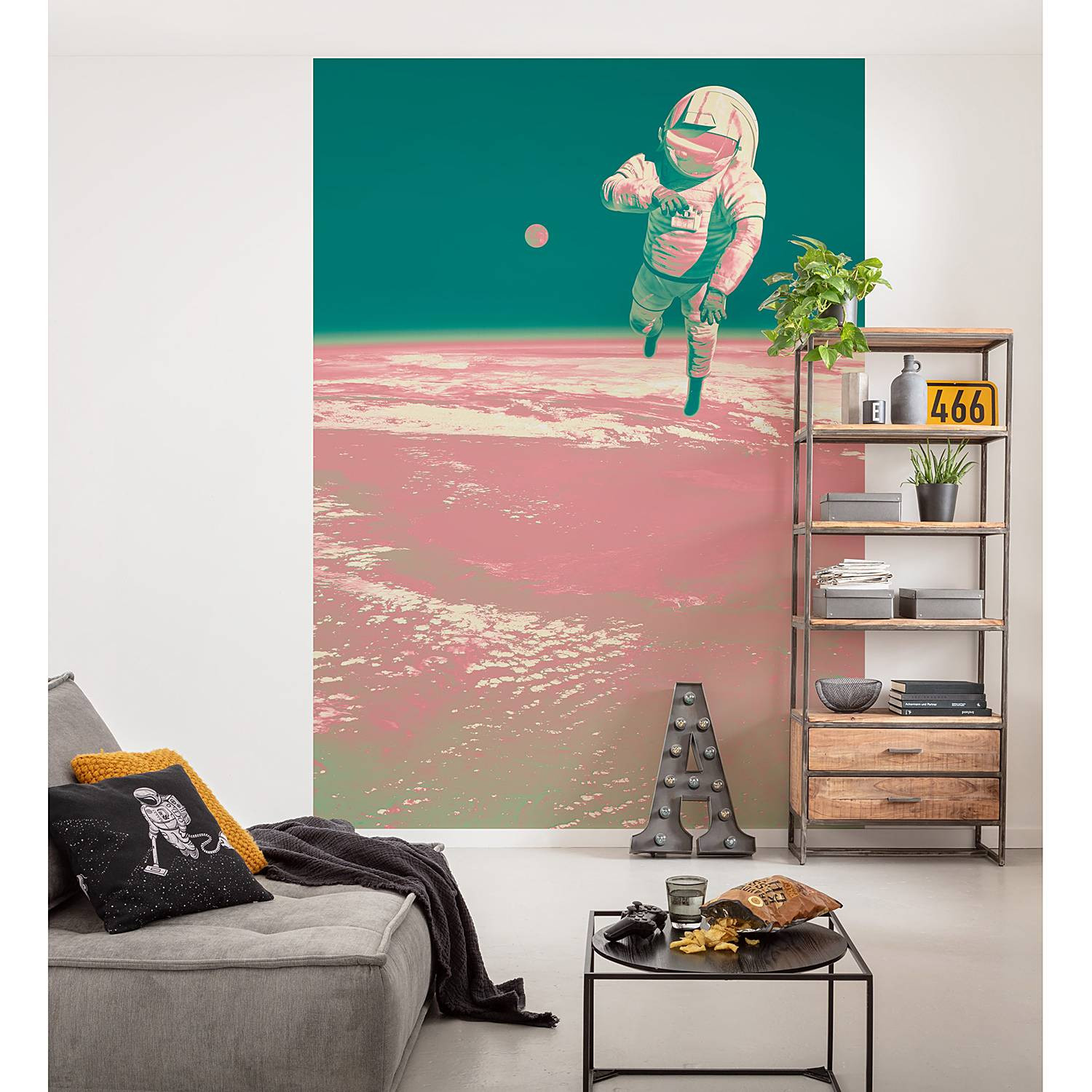 home24 Fotobehang Spacewalk Abstract Modern Multicolour B: 200 cm, H: 280 cm