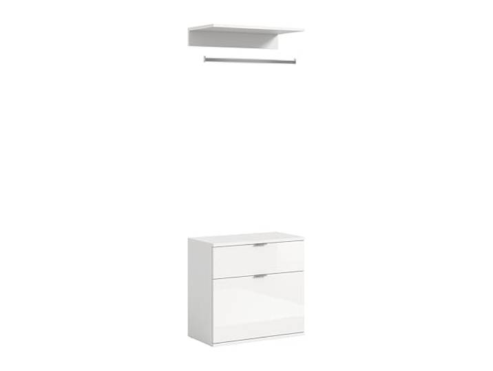 xonox.home X07A9T42 Projekt X Kommode Weiß Hochglanz mit Wandboard, Sideboard Flur breit ca.61x62x34 cm
