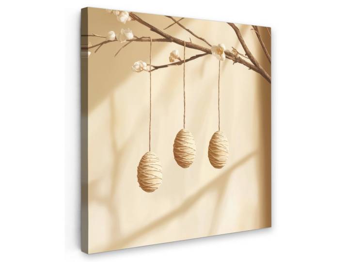LEINWANDBILD Beige - Osterkuchen - Eier Wandbild Wohnzimmer 50x50 cm