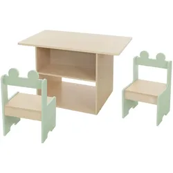 Joyz Kindersitzgruppe 3-teilig mit Tisch & 2 Stühlen, Kindertischgruppe Holz, Tisch mit Stauraum, Schreibtisch Maltisch für Kinderzimmer & Spielzimmer