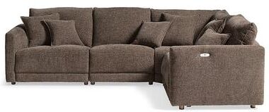 Tristan Power Sectional Seating - Pre-Configured, 4 Piece Sectional, Power Reclining 4Pc Sectional/Everett Mushroom - Grandin Road