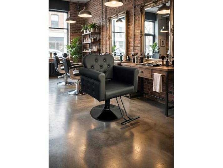 Friseurstuhl Hydraulisch Höhenverstellbar, 360° Drehbarer Barber Chair mit Fußstütze, Belastbar bis 150kg, Ergonomischer Friseursessel PU-Leder für Salon & Barbershop