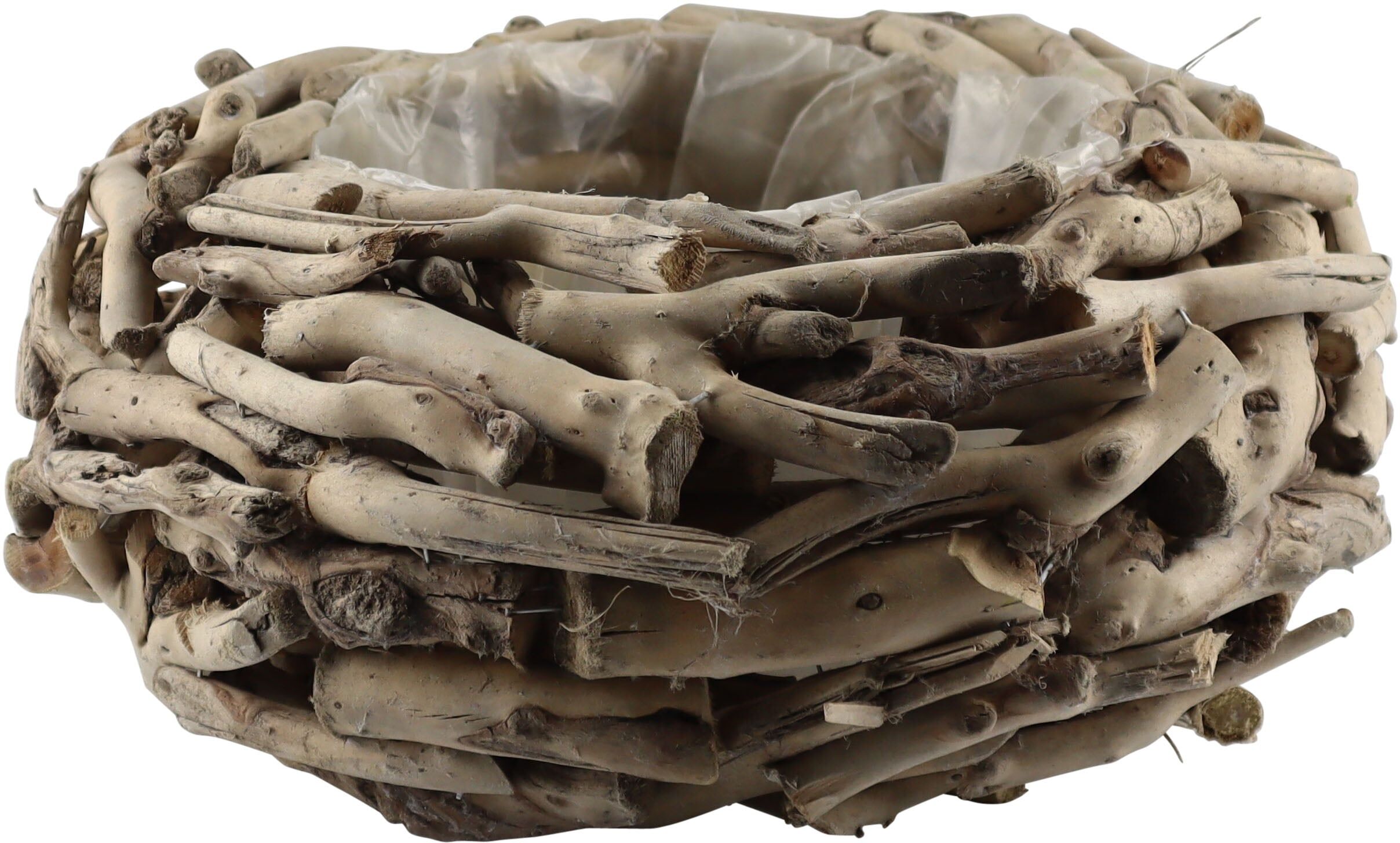 Dekokranz AM DESIGN "Kranztopf aus naturbelassenem Holz", beige (natur), H:16cm Ø:38cm, Holzwerkstoff, Dekokränze, Dekokranz, perfekt als dekoratives Pflanzgefäss oder für saisonale Arrangements natur Ø 38cm