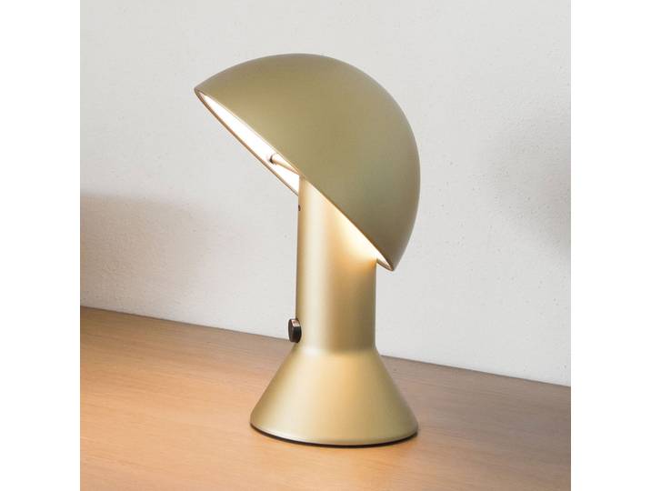 Elmetto - Lampe à poser, dorée - Martinelli Luce - Salon / séjour - Design - Plastique - Avec abat-jour