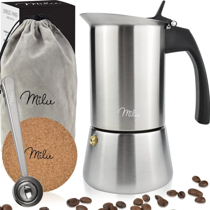 Milu Edelstahl Espressokocher-Set 2 Tassen