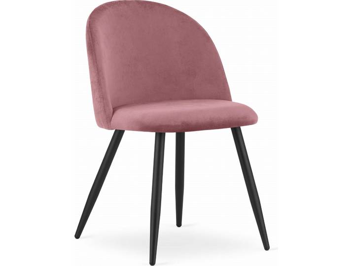 Chaise - Leobert - Bello - Velours Rose Foncé/Pieds Noirs