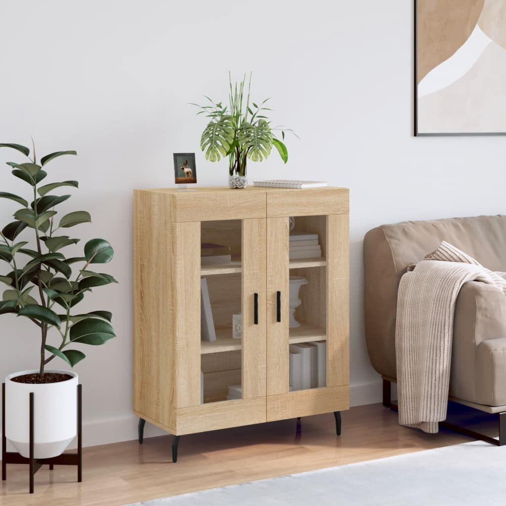 17 Stories Malesia Display Cabinet Sonoma Oak 90cm H X 69.5cm W