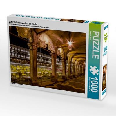 CALVENDO Puzzle VENEDIG Markusplatz bei Nacht 1000 Teile Puzzle quer | 1000 Teile Lege-Größe 64 × 48 cm Foto-Puzzle für glückliche Stunden