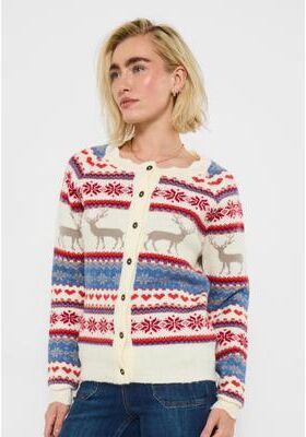 Plus Size Women's Novelty Reindeer Cardigan Sweater by Joe Browns in Reindeer (Size 3X)