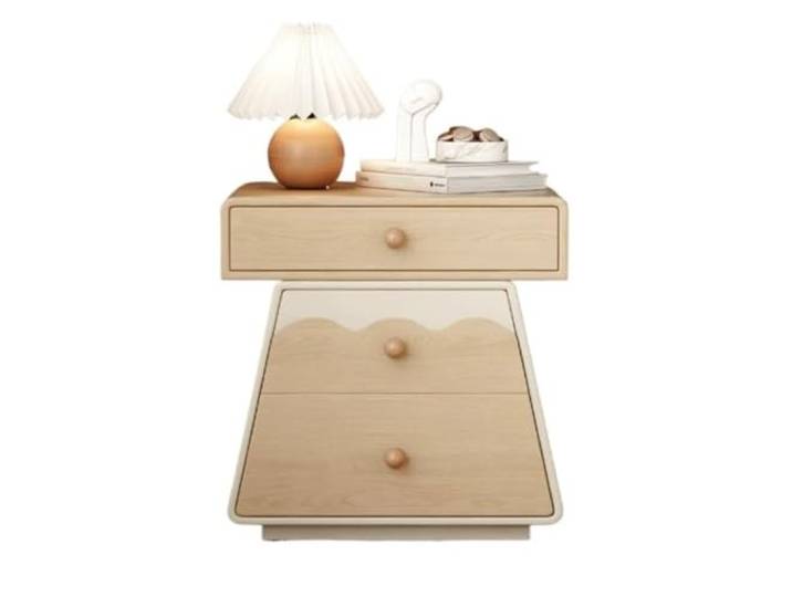YANG11FAN Vielseitig Einfacher Nachttisch for Zuhause und Schlafzimmer Cremefarbener Aufbewahrungsschrank aus Massivholz(Klein)